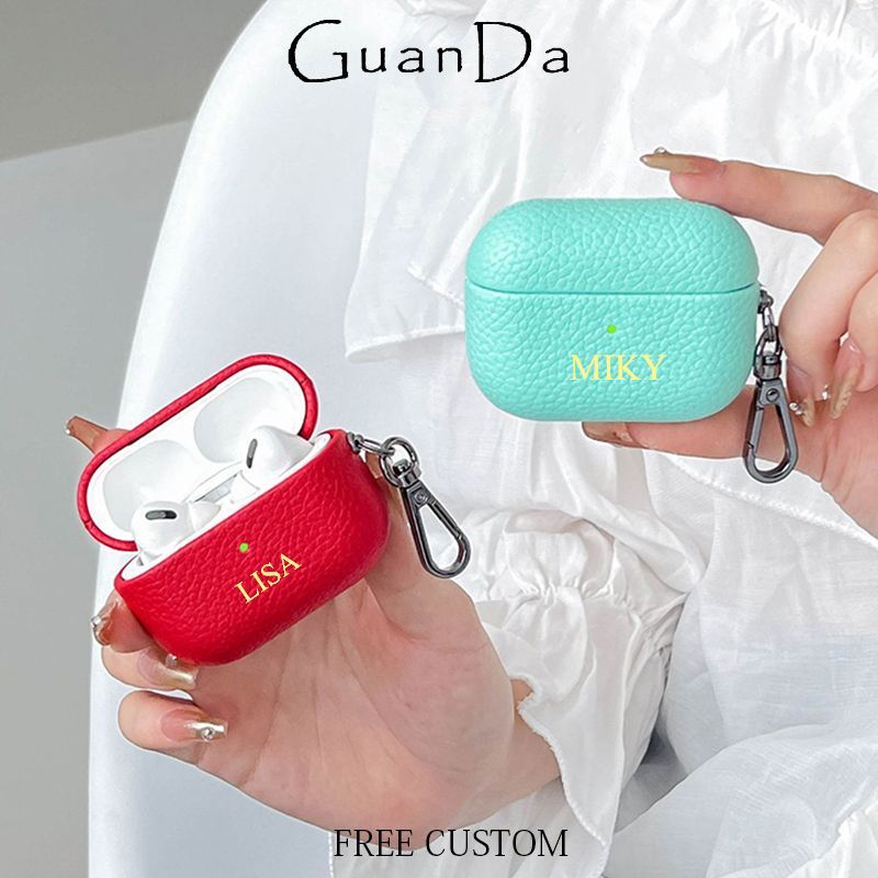 Monogram Keychain Leather - Custodia per auricolari mini fai-da-te alla
