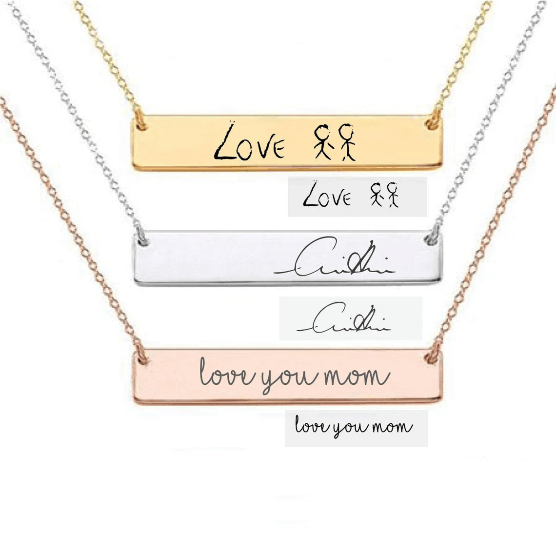 Actual Handwriting Bar Necklac - Handwriting Necklace Bar recensione e prezzo